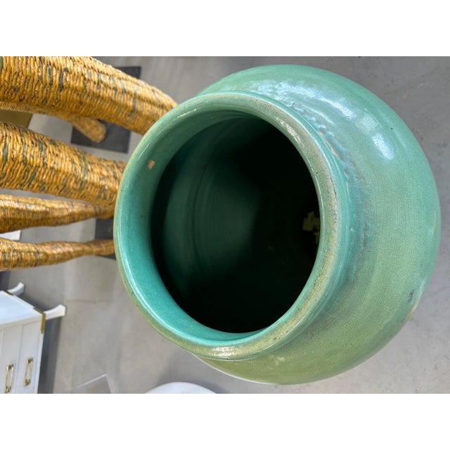 1940s Green Glazed Stoneware Oil Jar For Sale - Image 4 of 12