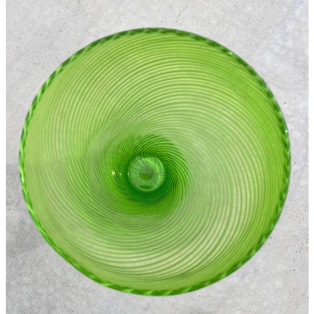 Large Murano Style Green Cased Glass Lattice Twist Vase – Hand Blown Art Glass For Sale - Image 4 of 5