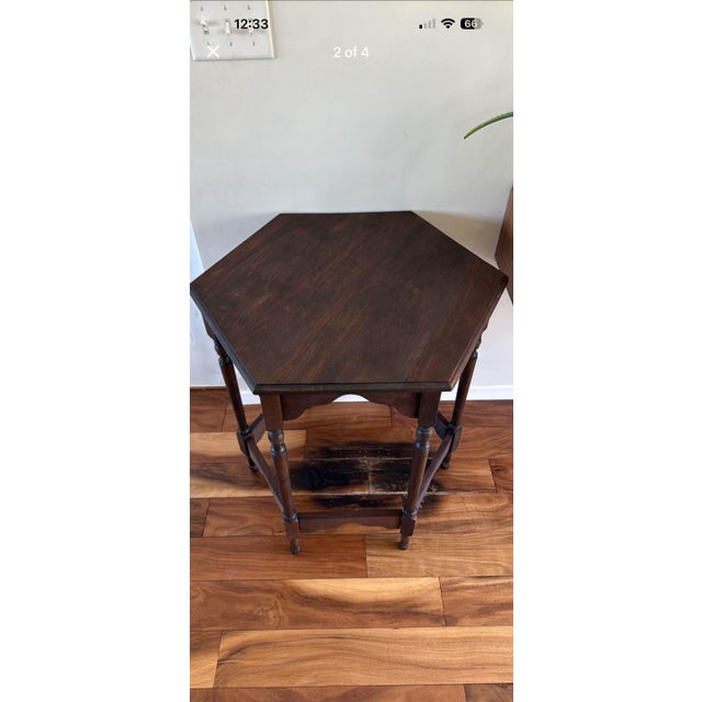1920s Victorian Era Hexagon Parlor Table For Sale - Image 4 of 4