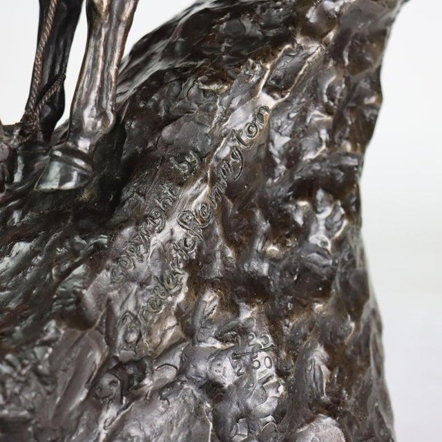 Bronze Vintage Frederic Remington Bronze Sculpture on Marble Base “Mountain Man" For Sale - Image 8 of 16