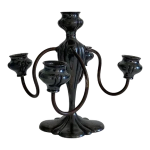 Barbour Silver Co. Art Nouveau Gothic 5 Arm Light Candelabra Quadruple Silver Plate, 1890s