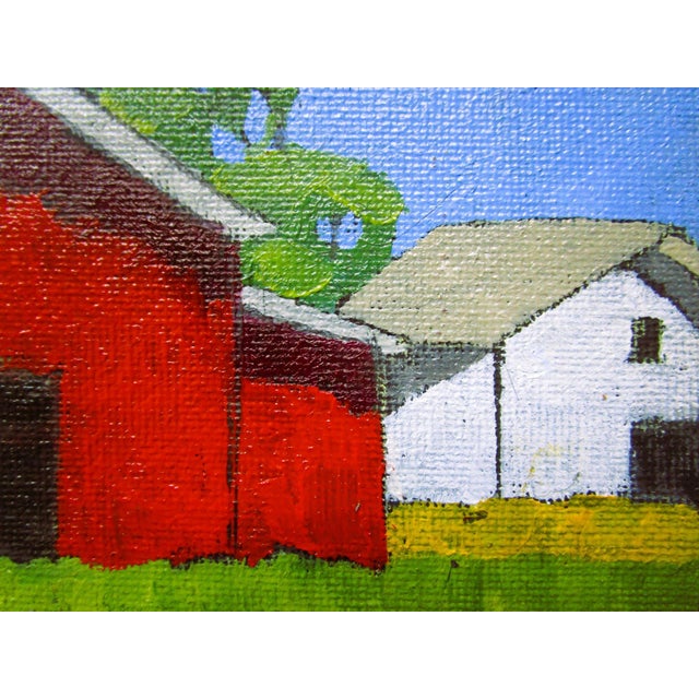 Miniature California Farm Barns Art 4X4 Lynne French Landscape oil painting by Lynne French. The signed original painting...