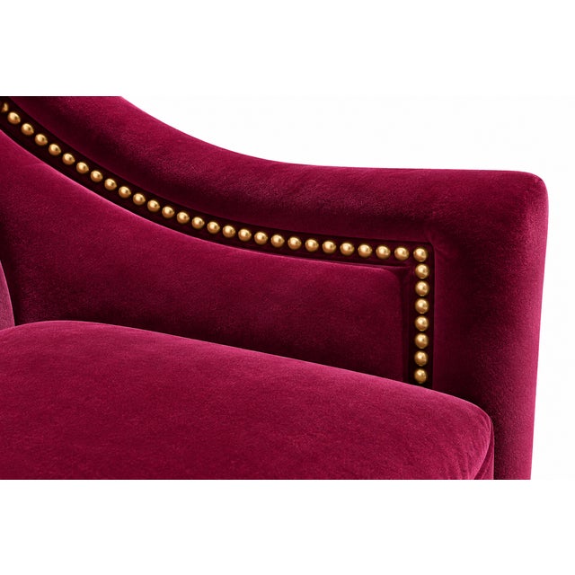 Custom Velvet High-Back Armchairs With Greek Key Nailhead Trim — Pair For Sale In Miami - Image 6 of 8