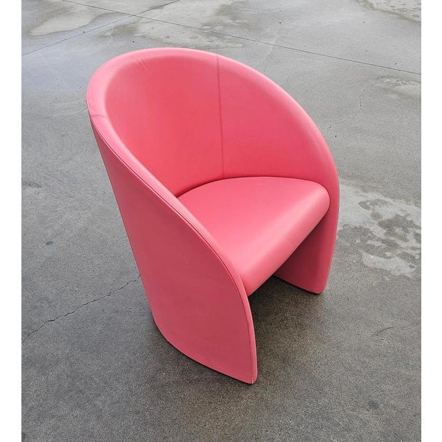 Poltrona Frau Intervista Club Chair in Pink Leather from Poltrona Frau, Italy, 1989 For Sale - Image 4 of 14