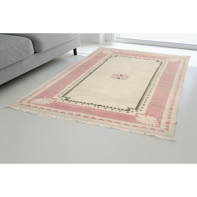 Cream Authentic Vintage Turkish Rug, 8'4" X 5'3" For Sale - Image 8 of 10
