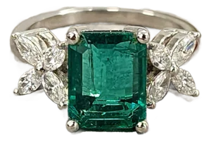 2.83 Ct Gia Certified Zambian Emerald & Diamond Ring Size 6.5