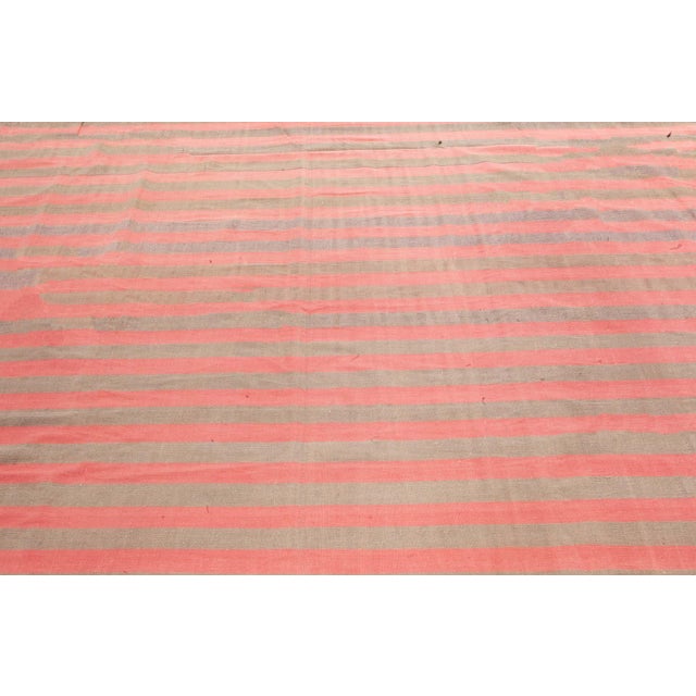 Mid-Century Modern Doris Leslie Blau Vintage Indian Dhurrie Striped Rug For Sale - Image 3 of 8