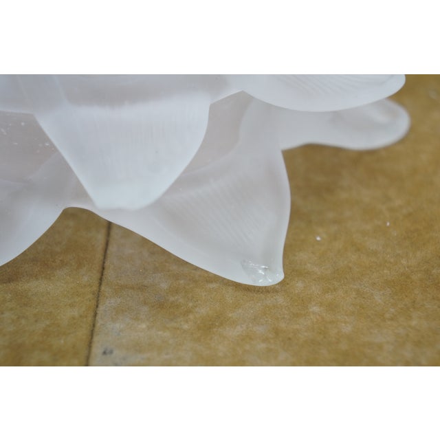 Glass Antique Frosted Satin Glass Rose Flower Chandelier Lamp Shades 6" - a Pair For Sale - Image 7 of 10