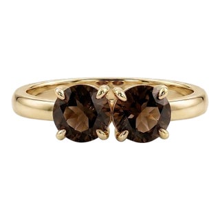 Smoky Topaz Toi Et Moi Ring, Brown Gemstone Stacking Ring Us 7 For Sale