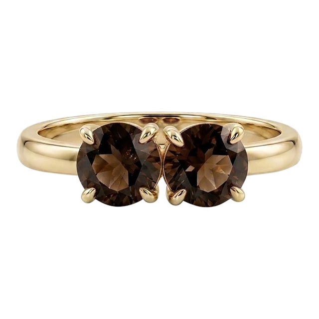 Smoky Topaz Toi Et Moi Ring, Brown Gemstone Stacking Ring Us 7 For Sale