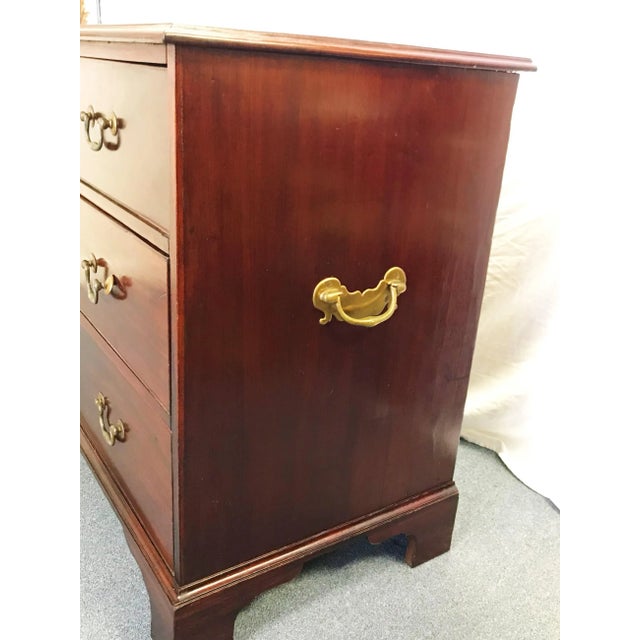American 18th Century Bachelors Chest of Drawers With Heavy Brass Hardware and Side Carry Handles For Sale - Image 3 of 13