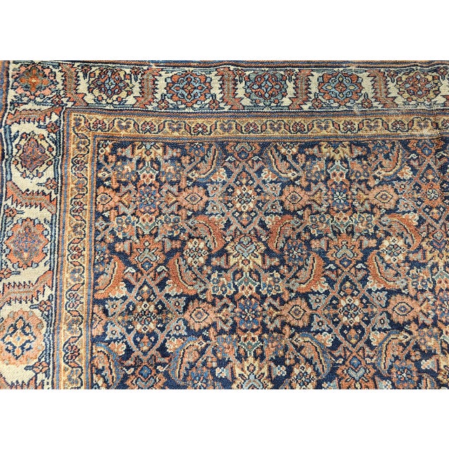Persian 19th Century Persian Farahan Gallery Rug, Hand-Knotted Wool, Herati Geometric Pattern, Navy & ivory, 7x19 For Sale - Image 3 of 18