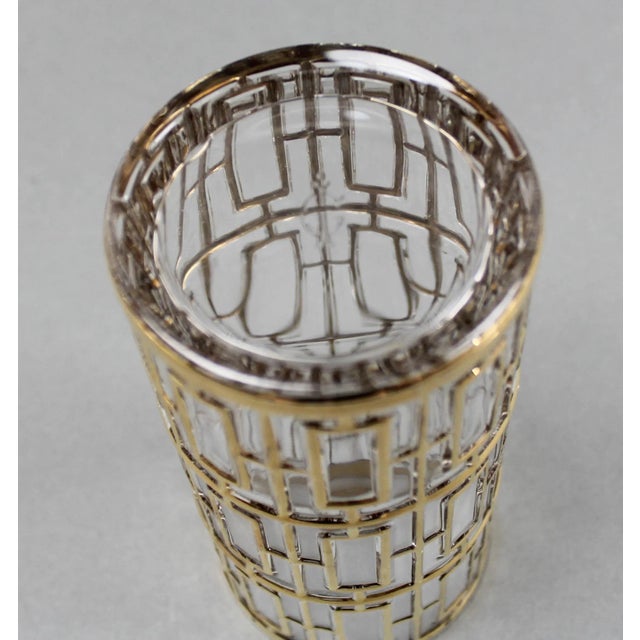 Vintage Imperial Glass Shoji Trellis 22k Gold Highball Glasses Tumblers- Set of 4 For Sale In Miami - Image 6 of 7