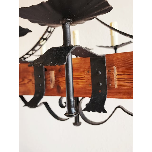Vintage Spanish Revival Wrought Iron Chandelier For Sale - Image 10 of 12