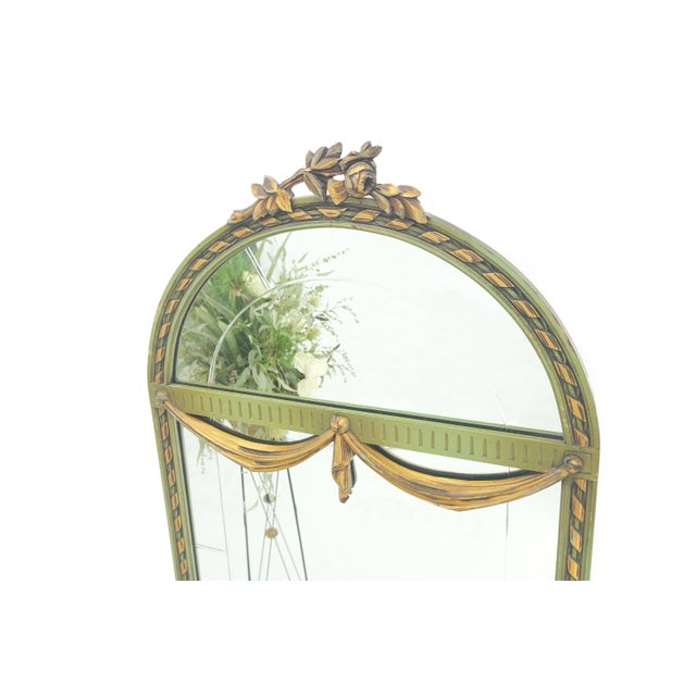 Mid 20th Century Marble Top Console Dome Shape Green & Gold french Pier Mirror For Sale - Image 5 of 11