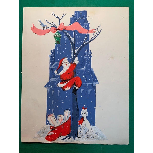 Traditional 1950s Lanvin of Paris Original Advertising Watercolor Christmas Artwork For Sale - Image 3 of 4