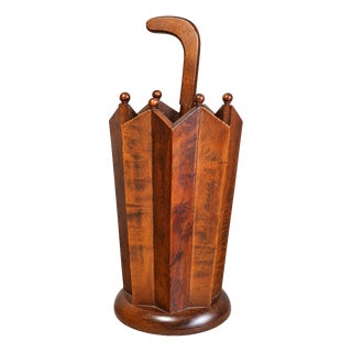 Art Deco Carved Wood Umbrella Stand, 1890s For Sale