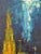 Oil painting on canvas with view on the city of Ghent in bright tones of blues, turquoise and yellow by B. Van Landuyt,...