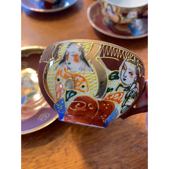 Mid 20th Century Mid 20th Century Japanese Dragonware Moriage Tea Set Kutani Lithophane Serves 8 For Sale - Image 5 of 12