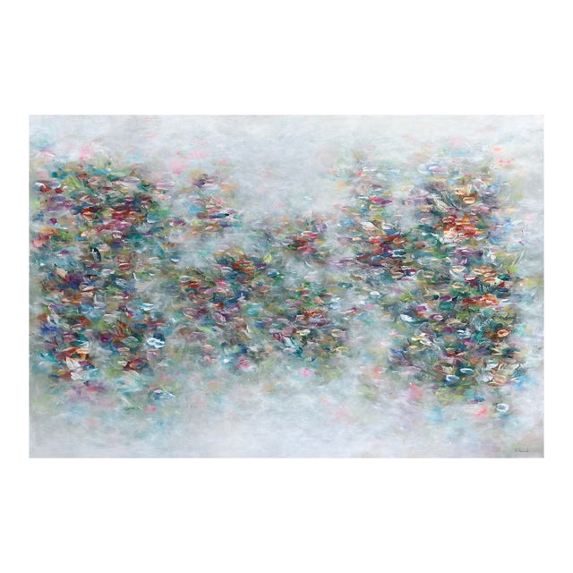 Nympheas De Mon Coeur - Soft Abstract Floral Landscape Painting Original Artwork by Vé Boisvert For Sale