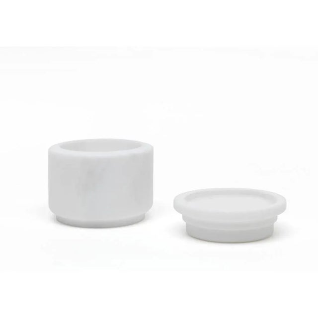 Stone Pyxis Pots in White by Ivan Colominas, Set of 3 For Sale - Image 7 of 8