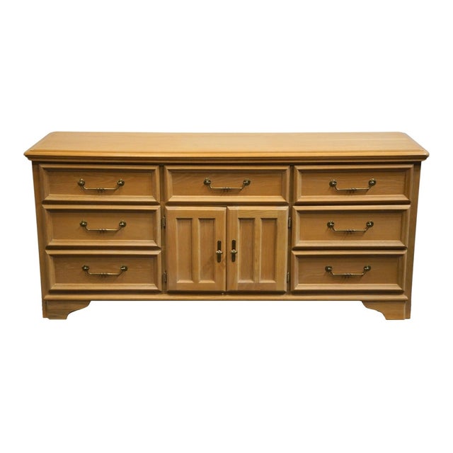 Contemporary Late 20th Century Stanley Furniture Washed Oak Coastal Contemporary Style 70" Triple Door Dresser For Sale - Image 3 of 15