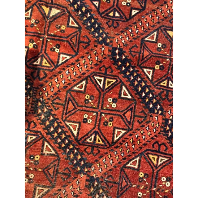 Red Blue White Geometric Rug, 1870s For Sale - Image 5 of 18