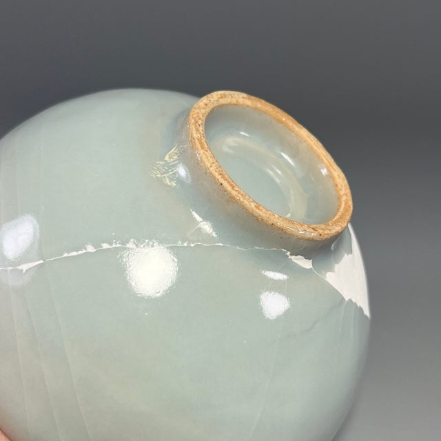 Antique Chinese Celadon Bowl, Collectible (Restored) For Sale - Image 6 of 6