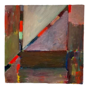 1980s Clark Murray Original Abstract Painting in Red and Purple