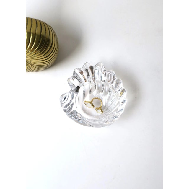 Transparent French Crystal Seashell Bowl or Jewelry Catchall For Sale - Image 8 of 12