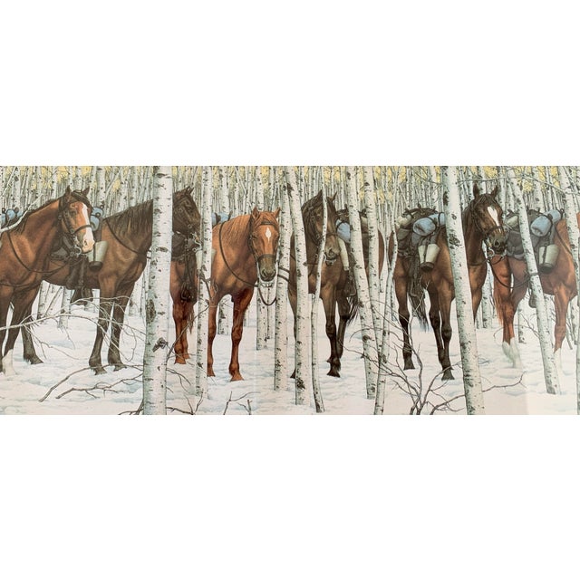 1985 Bev Doolittle "Two Indian Horses" Matted Framed Print For Sale - Image 4 of 10
