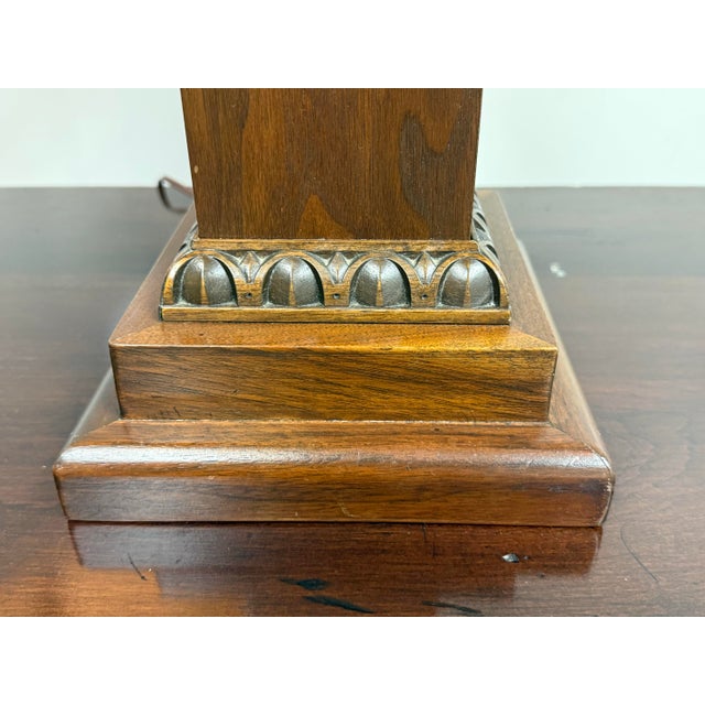 Late 20th Century Arts & Crafts Tapered Wood Column Table Lamp For Sale - Image 11 of 12