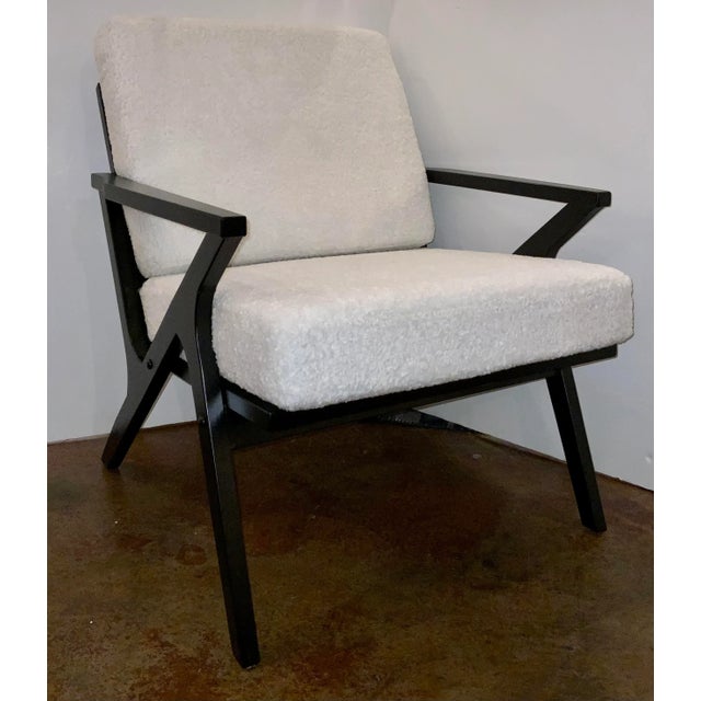 Mid-Century Modern Style White Boucle Lounge Chair For Sale In Atlanta - Image 6 of 6