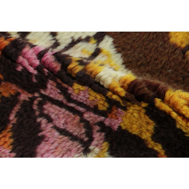 Vintage Swedish Rya Runner With Floral Medallions on a Brown Field - Rug & Kilim For Sale In New York - Image 6 of 8