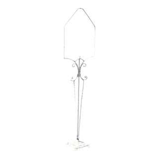 Antique French Art Deco Art Nouveau White Painted Wrought Iron Birdcage Stand For Sale