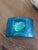 Mid-Century Modern Mid-Century Aqua Fused Glass Ashtray or Catchall With Foil Center For Sale - Image 3 of 9