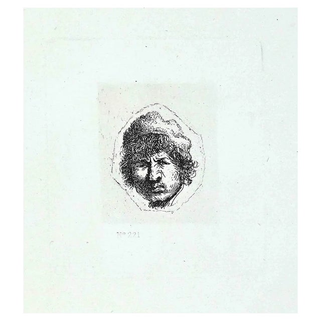 Charles Amand Durand after Rembrandt, Self-Portrait, Stuurs kKijkend, Engraving, 19th Century For Sale