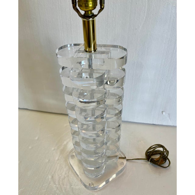 Transparent 1970s Multi Stacked Lucite Table Lamp For Sale - Image 8 of 8