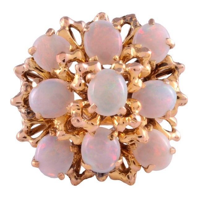 1950s Oval Opal Cocktail Ring Size 6.5 For Sale