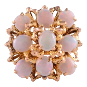 1950s Oval Opal Cocktail Ring Size 6.5