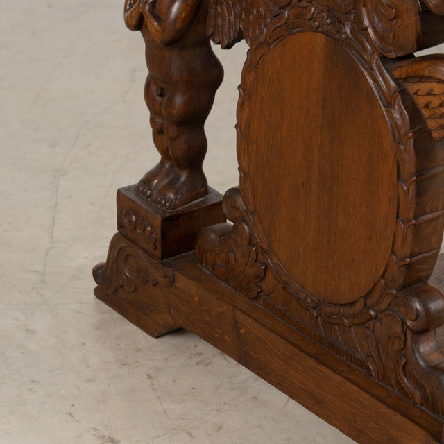 19th Century Danish Carved Oak Desk With Angels and Trestle Base For Sale - Image 12 of 18