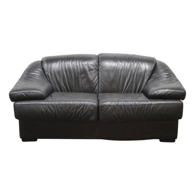 Modernist Italian Leather Loveseat For Sale