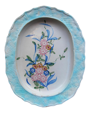 Antique Portuguese Wall Platter Depicting Flowers