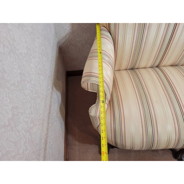 Textile Wingback Settee Loveseat | Upholstered Accent Bench | Queen Anne Style For Sale - Image 7 of 8