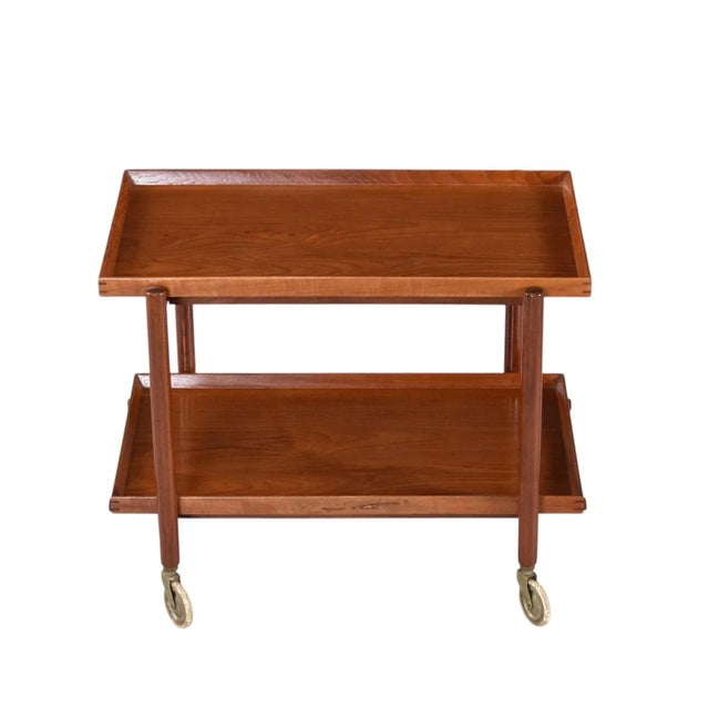 Mid-Century Modern Refinshed Poul Hundevad for Vamdrup Danish Expanding Teak Bar Cart For Sale - Image 3 of 12