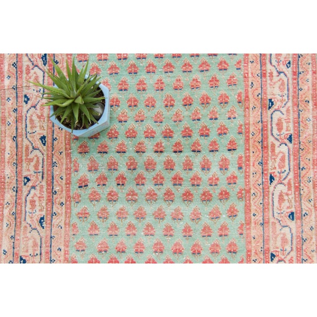 Contemporary 1920s Antique Allover Apricot Mint Pink Hand Knotted Runner - 2’7” X 14’4” For Sale - Image 3 of 10