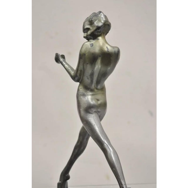 Antique Frankart Art Deco Figural Metal Female Ashtray Smoking Stand For Sale - Image 10 of 12