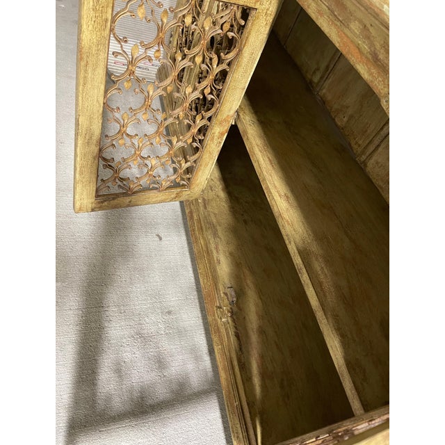 Metal Green Brown Washed Four-Door Console with Metal Decorative Doors, 21st Century For Sale - Image 7 of 7