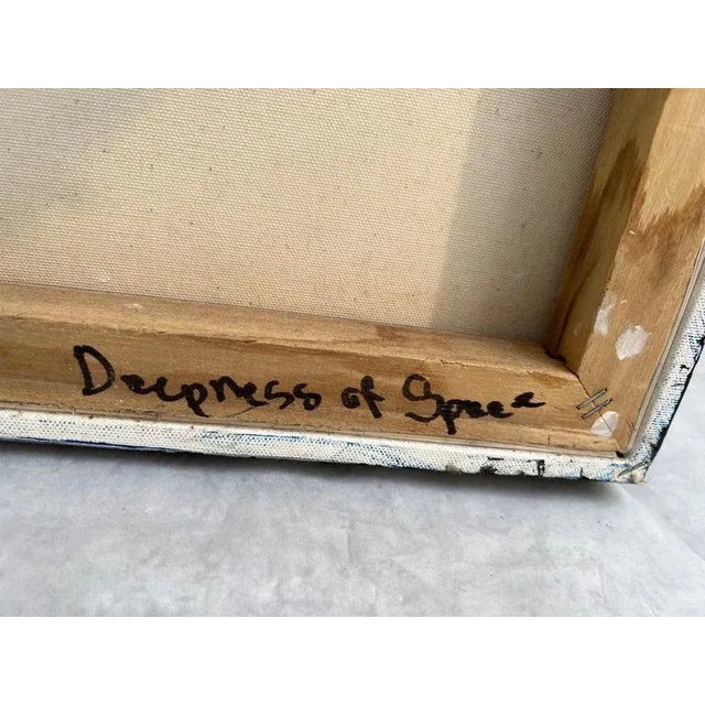 Large Blue Square Abstract Painting by Carol Bertrand For Sale - Image 12 of 12