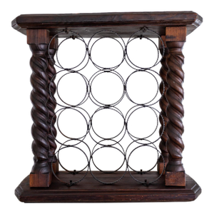 Spanish Colonial Barley Twist and Wrought Iron 12 Bottle Wine Rack